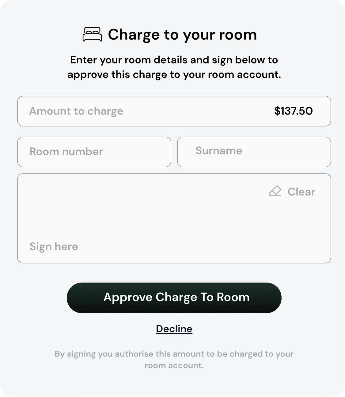 Charge to your room