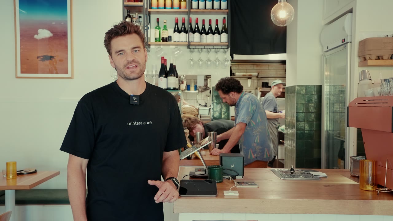Mikey from Receiptile at the Black Drop counter