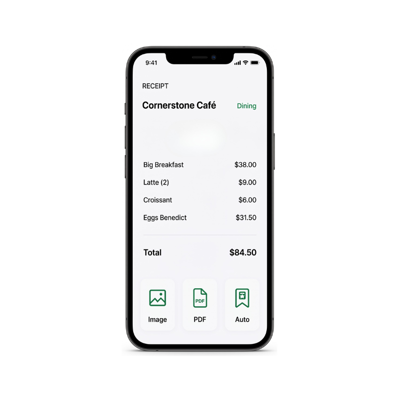 Digital receipt opens instantly on customer's phone